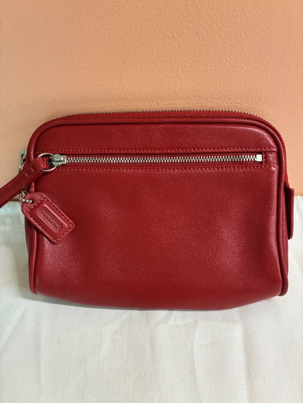 Coach Red Leather Pouch in EUC